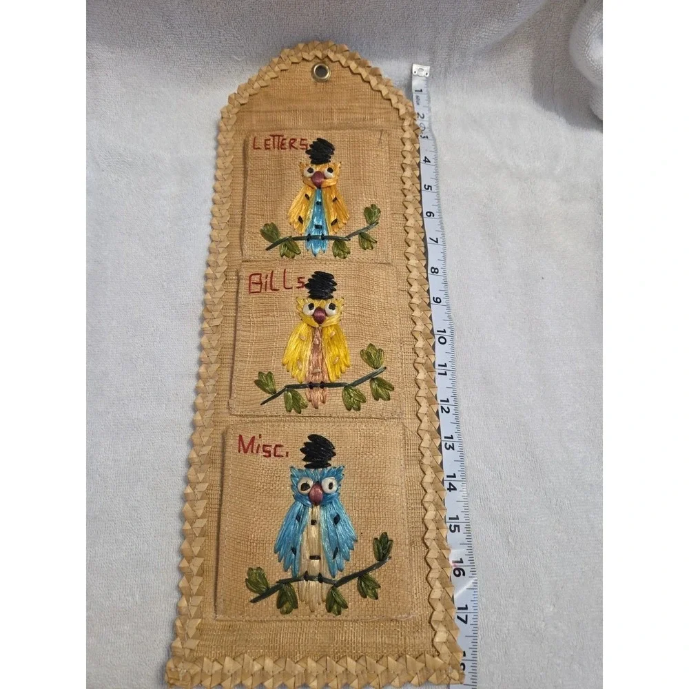 Vintage Philippines Woven‎ Wall Letters 3 Pockets Handcrafted Straw